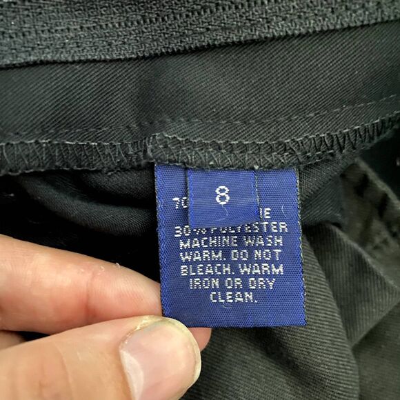 Vintage Ralph Lauren Polo Golf Trouser Pants Solid Black Pleat Leg Preppy Size 8 - Picture 7 of 8